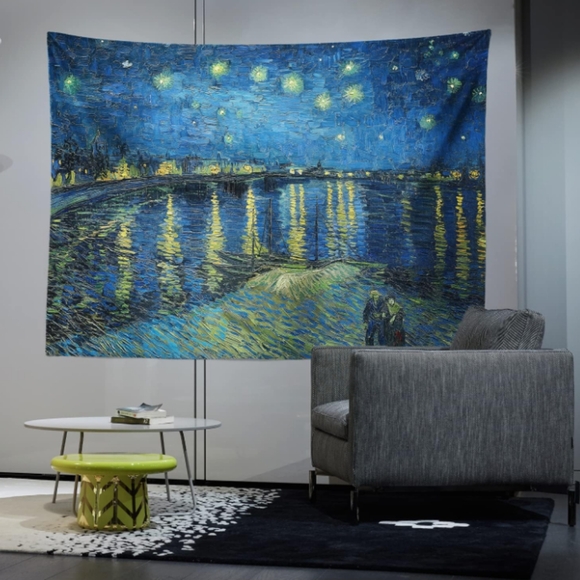 Starry Night Over the Rhone Vincent Van Gogh Big Wall Art Hanging Tapestry New - Picture 9 of 10